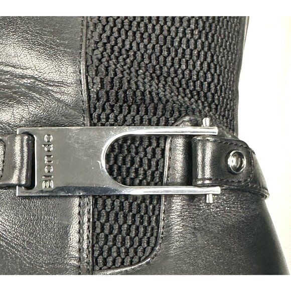 BLONDO Laina Tall Waterproof Black Leather Riding Boots Women's 7.5M Wedge Zip - Picture 9 of 15